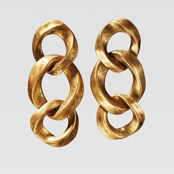 

Dvacaman ZA Punk Gold Color Limited Edition Link Earrings For Women 2019 Party Gifts Fashion Jewelry Metal Drop Pendant Earrings