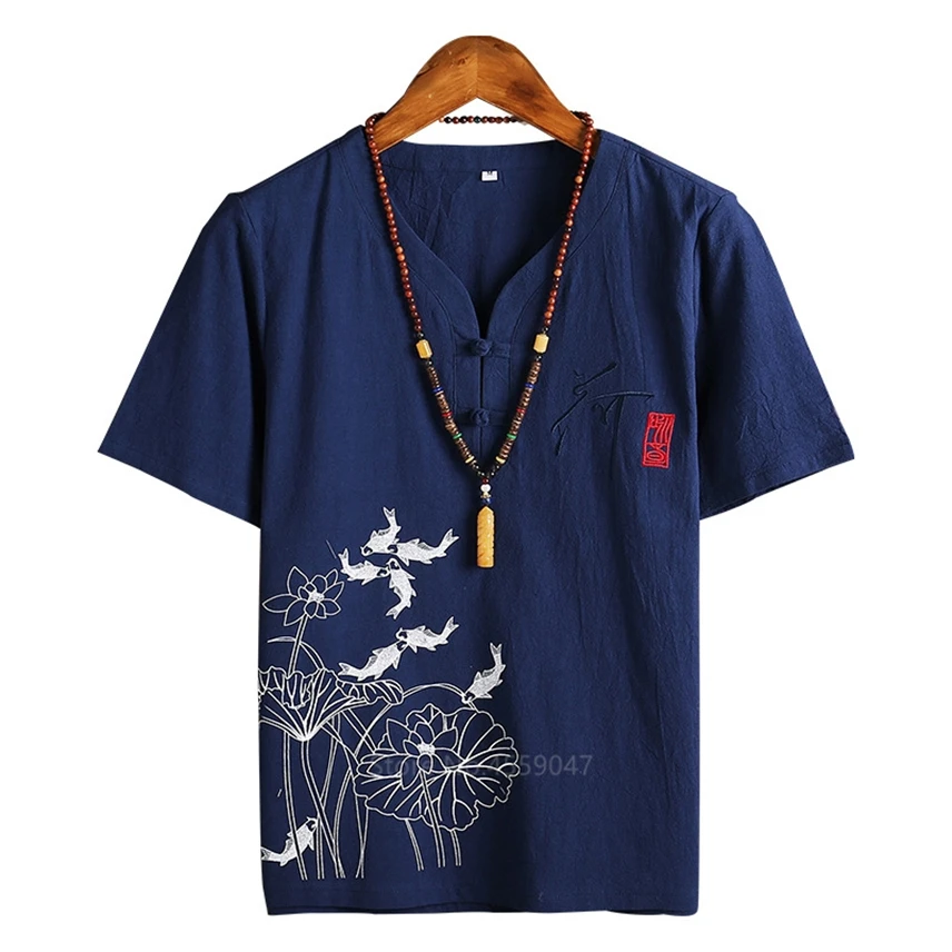 Традиционная китайская одежда для мужчин в японском стиле с рисунком лотоса