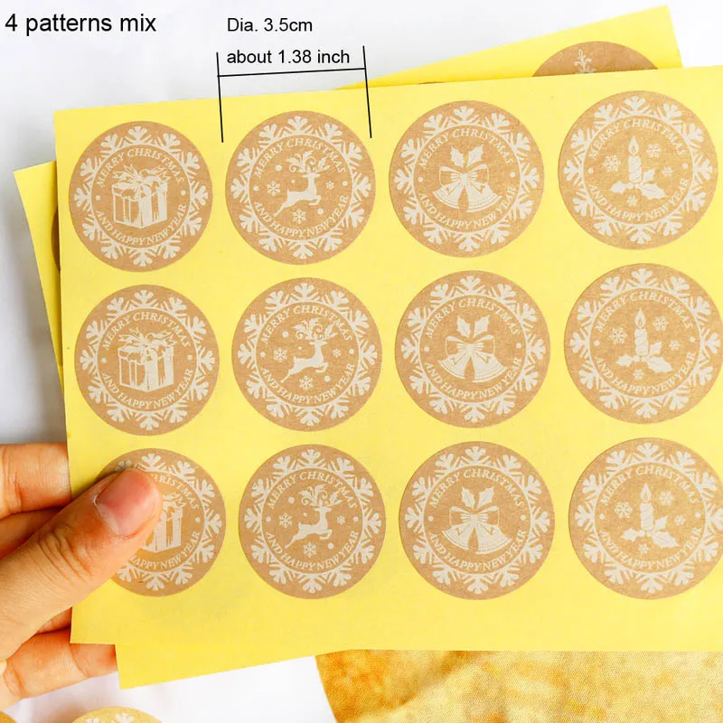 4 patterns mix 120 шт веселая Рождественская Снежинка из бумаги Наклейка самоклеющаяся для творчества выпечки наклейка s подарок запечатывание коробки наклейка s бумажная этикетка - Цвет: 4 patterns mix