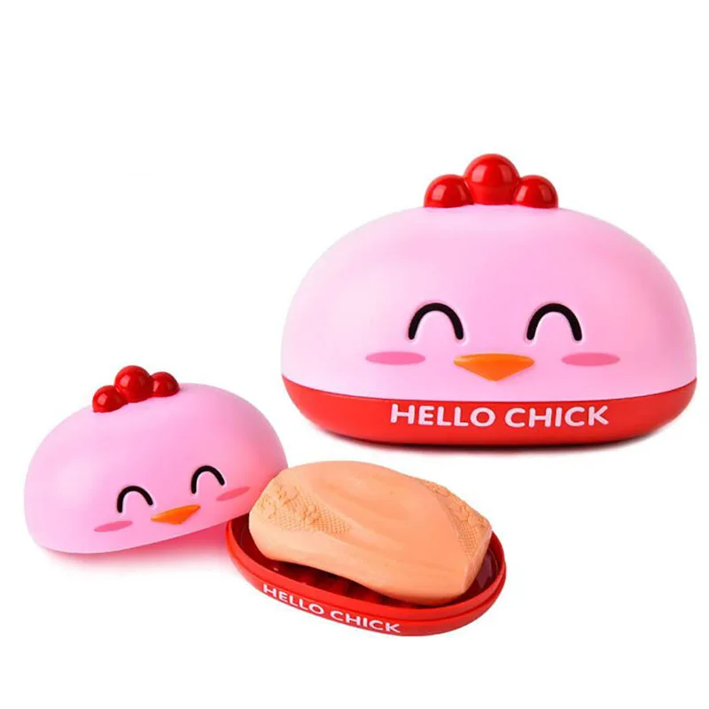 Soap Box Tray Double Decker Soap Box Bathroom Sealed Waterproof And dust-proof SoapPlastic Cartoon Cute Chicken