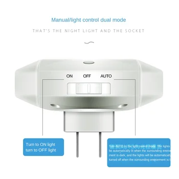 

Night Light Light Control Sensing Bedroom Bedside Night Light Household Plug-in Socket Energy-Saving Plug-in Wall Lamp