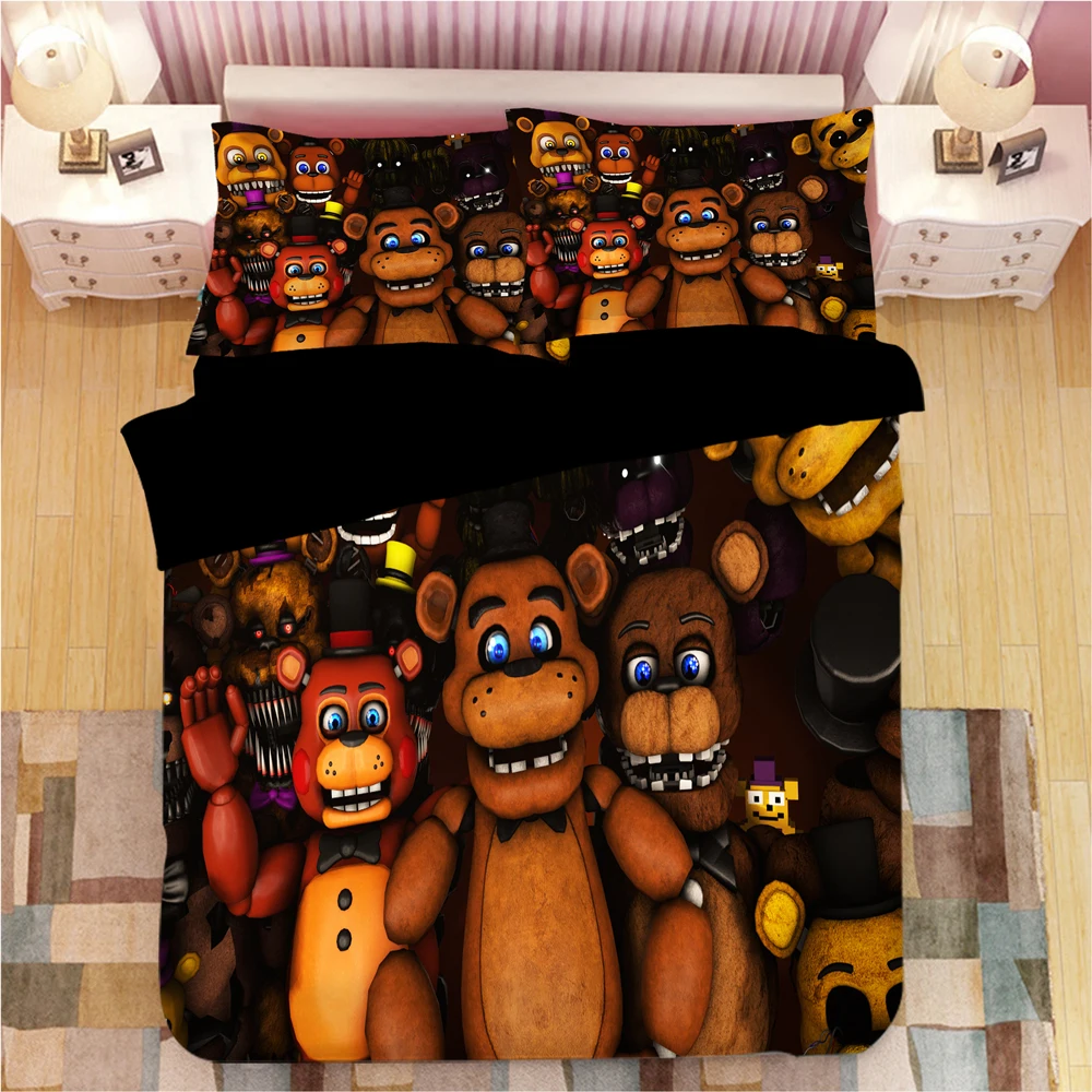 Розовый Мультфильм «Five Nights at Freddy's», «пять ночей мультфильм 3D Постельное белье пододеяльники, наволочки для подушек, игрушечный медведь одеяло Постельное белье s постельное белье - Цвет: Розовый