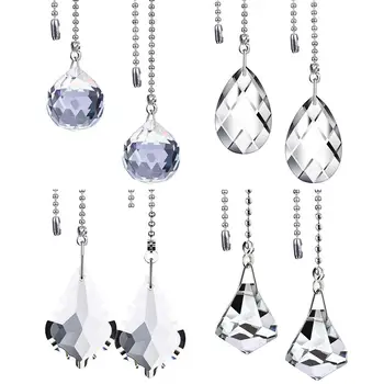 

Clear Crystal Pull Chain Extension With Connector For Ceiling Light Fan Chain Suncatcher Prism Lighting Crystal Pendants
