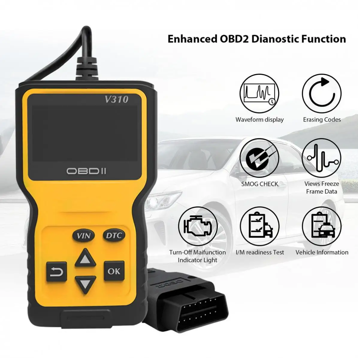 V310 OBDII 9V 16V 16 Pin многоязычный ручной Универсальный Автомобильный Диагностический