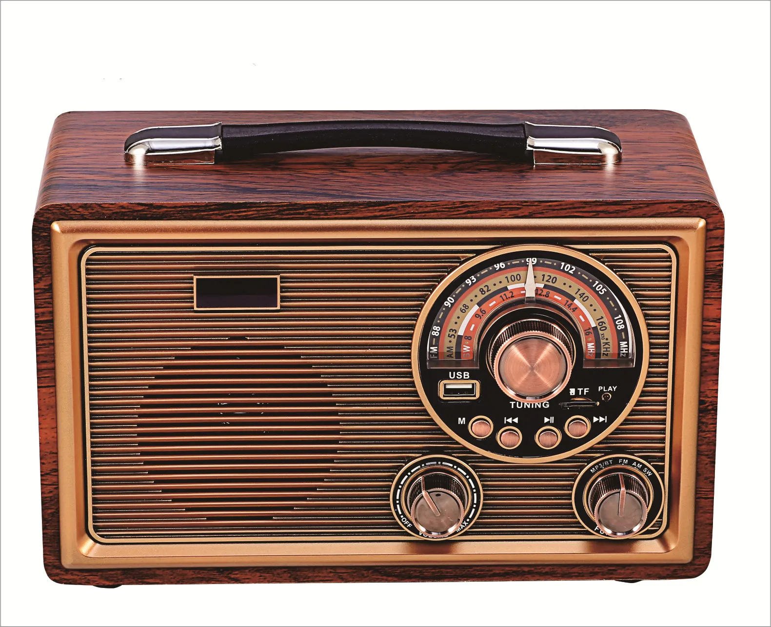 

FM AM SW Three Band Radio Support USB TF MP3, FM ANTENNA Bluetooth Speaker Rechargeable DC