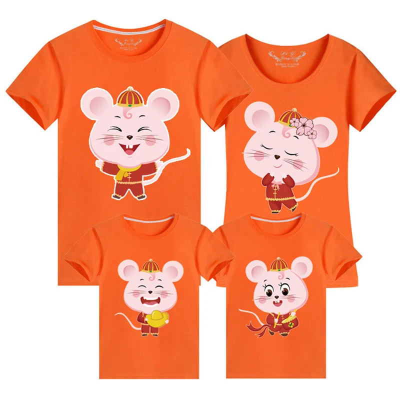 Новогодняя одежда для всей семьи с изображением мышки для папы, мамы и меня, г. Рождественская хлопковая футболка для папы, мамы, дочки и сына Семейные комплекты