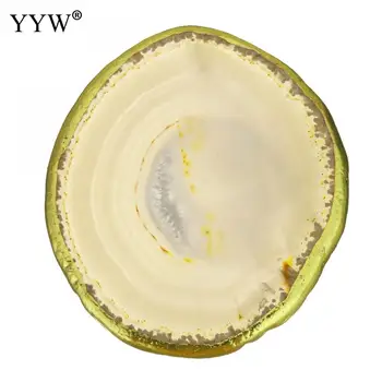 

Agate Slice Yellow Agate Coaster Irregular Teacup Stone Coaster Gold Edges Home Decor Tray Decorative Design Gemstone Coaster