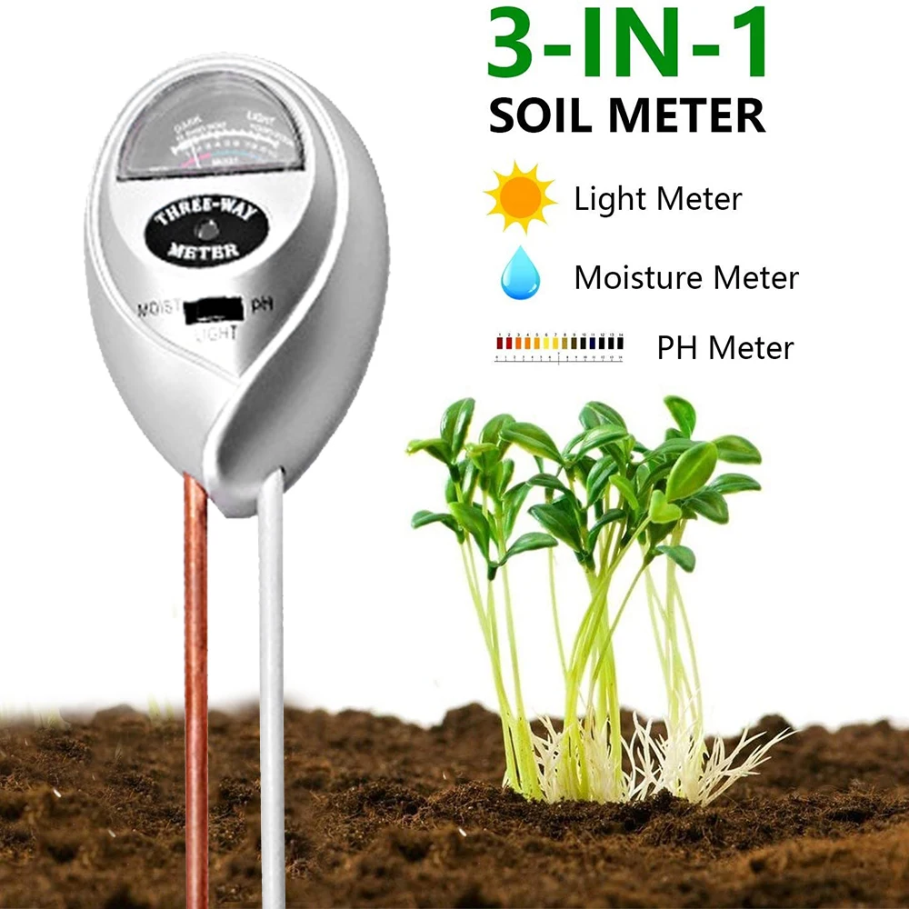 5-in-1 Moisture Meter Digital Soil pH Meter PH Levels Temperature Sunlight Intensity Humidity Tester Large Backlit LCD Display large calipers Measurement & Analysis Tools