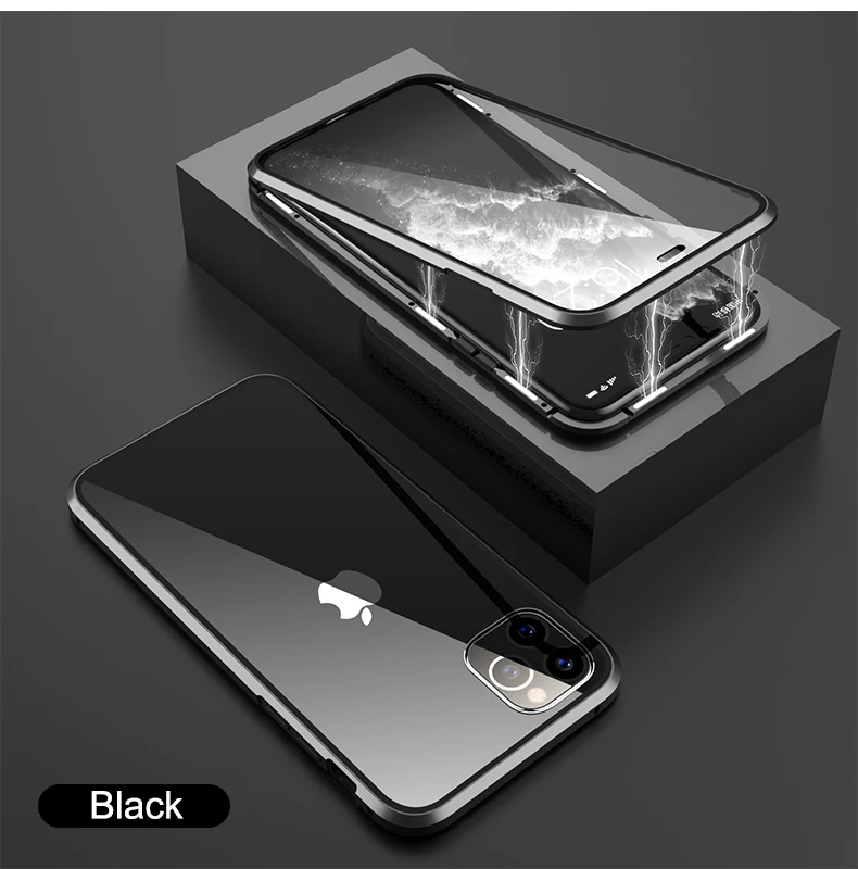 GKK Магнитный адсорбционный металлический чехол для IPhone 11 Pro Max чехол Полная защита 9H закаленное стекло крышка для IPhone 11 Pro Max чехол
