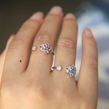 

2020 New Fashion 2 Colors Geometry Shape Engagement Ring Paved White/Colorful Cz Dainty Jewelry For Women Wedding Gift