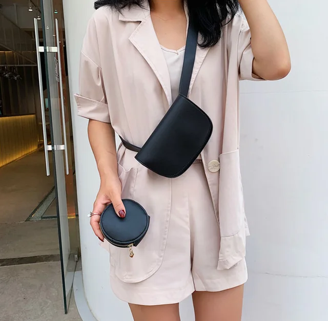 Women's Round Leather Fanny Pack | Round Coin Pouch Luxury