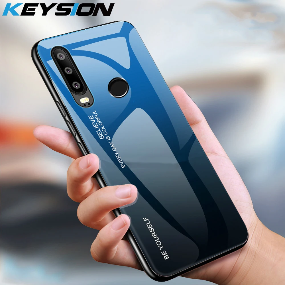 Чехол KEYSION с градиентом из закаленного стекла для Huawei Honor 9X Global Premium силиконовая