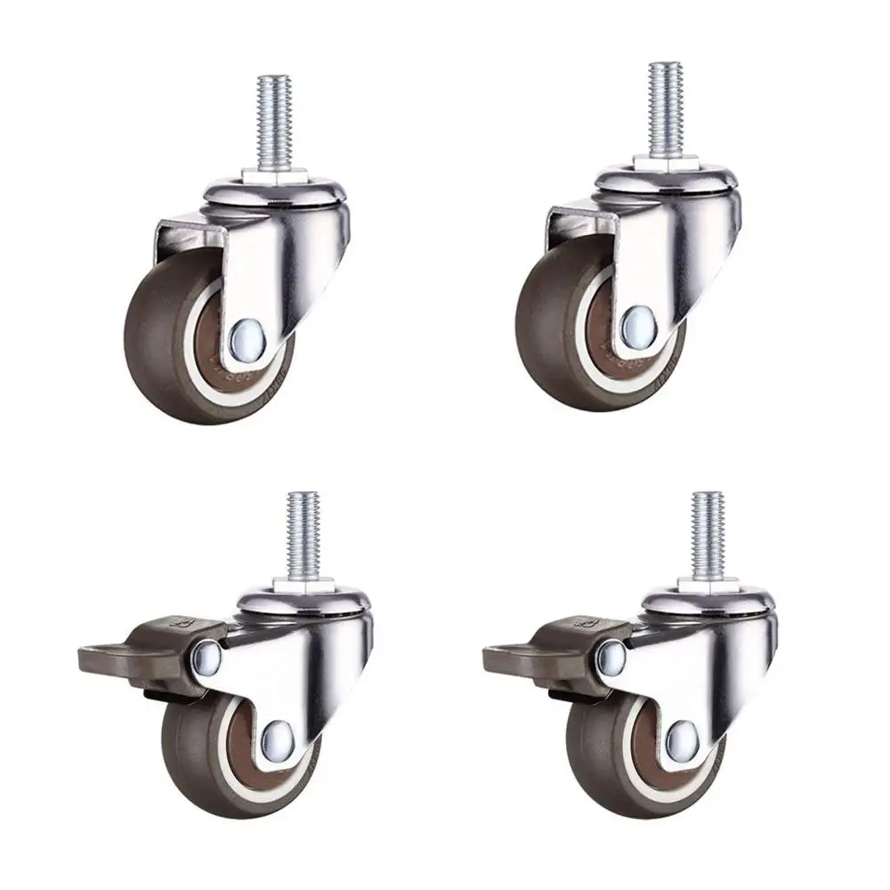 

4Pcs/Lot 2 Inch New Shopping Cart Wheel Trolley Swivel Caster Wheels Soft Rubber TPE M10x 25mm Threaded Stem Caster Wheel
