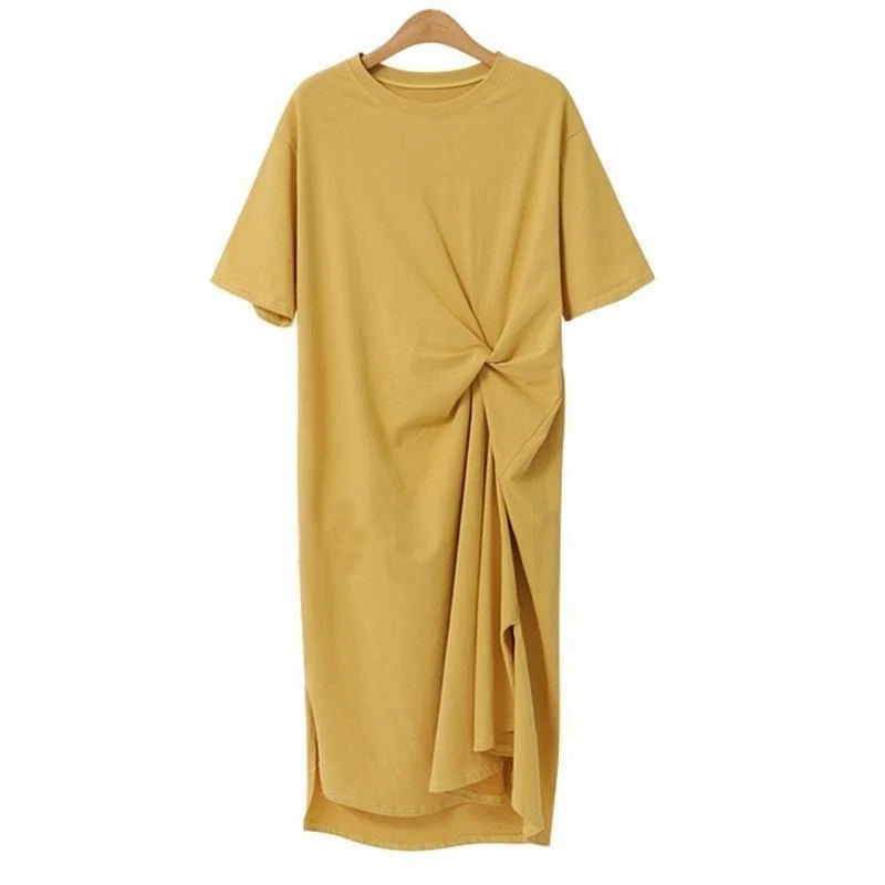

Summer Elegant Casual Midi Dress Black Shirt Dress Women Korean Style Clothes Side Split Ladies Tunics Dresses Short sleeve