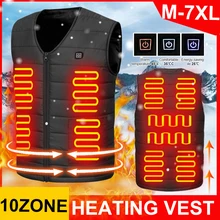 10 Areas Heated Vest USB Electric Heating Vest Sleeveless Jacket Rechargeable Flexible Thermal Winter Warm Jacket
