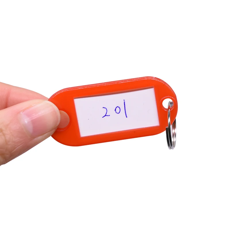 50pcs Multicolor Plastic Key Tags ID Labels Baggage Luggage Name Token Hotel Number Classification Card Split Ring Keychain