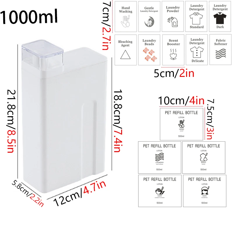 1000ml Laundry Detergent Sub Bottle Bathroom Large Capacity Sub Bottling Plastic Hand Sanitizer Supplement Replacement Bottle