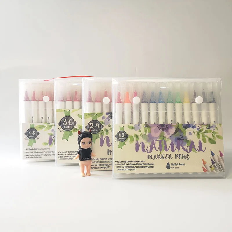 48 Colors Watercolor Brush Marker Pen Hook Line Fineliner Art Brush Pen for Painting Drawing Coloring School Stationary Supplies