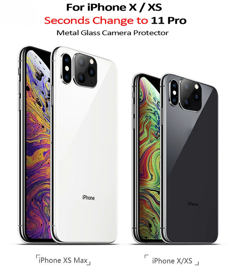 Металлический алюминиевый объектив камеры для Apple iPhone X, изменение секунд 11 Pro, iPhone Xs Max, модифицированный 11 Pro Max защитный чехол для камеры