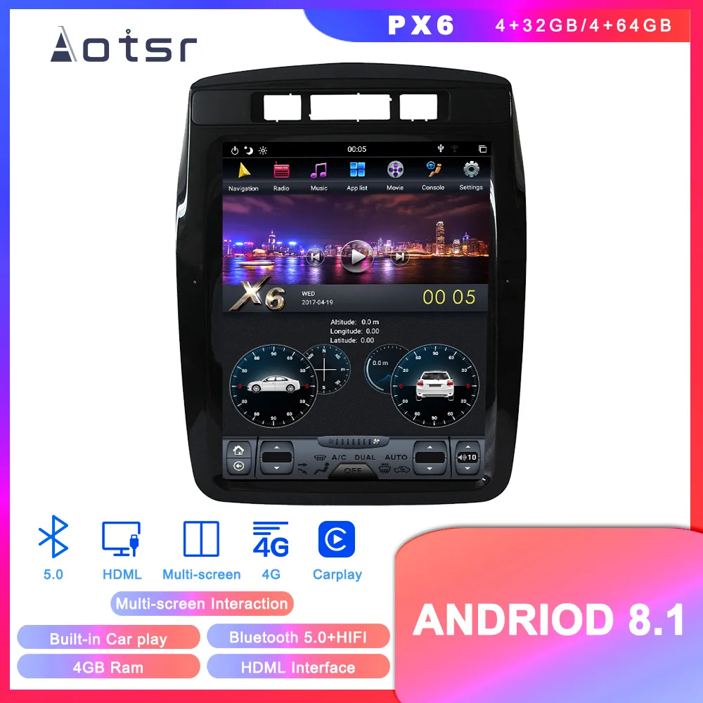 Perfect Tesla Style Android 8.1 GPS Navigation DVD Player For Volkswagen Touareg 2010+ Car Auto Radio Stereo Multimedia Head Unit Player 2