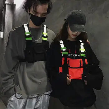 

Men Tactical Shoulder Bags Chest Rig Bag Hip Hop Streetwear Men Functional Waist Packs Adjustable Pockets Waistcoat Chest Bags