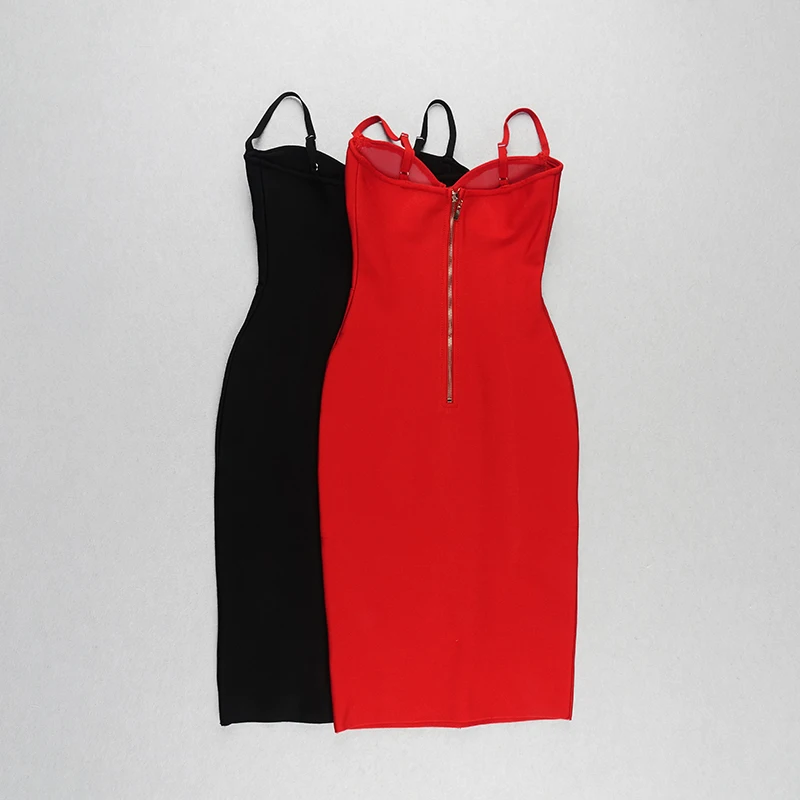 Высокое качество новое женское черное красное с v-образным вырезом спагетти ремень Vestidos знаменитое вечернее облегающее платье платья