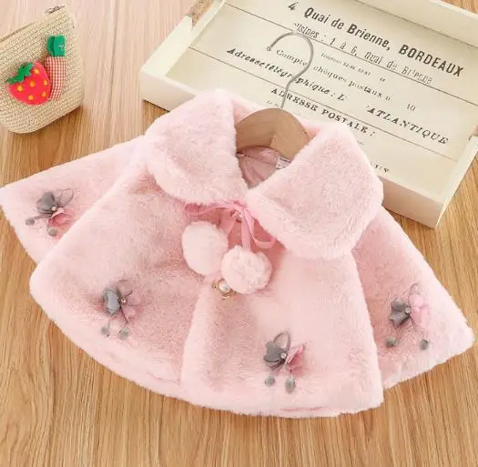 Baby Girls kids Winter Button Cardigan Jacket Toddler Windbreaker Warm Cloak Cardigan Bowknot Coat Snow Wear Clothes