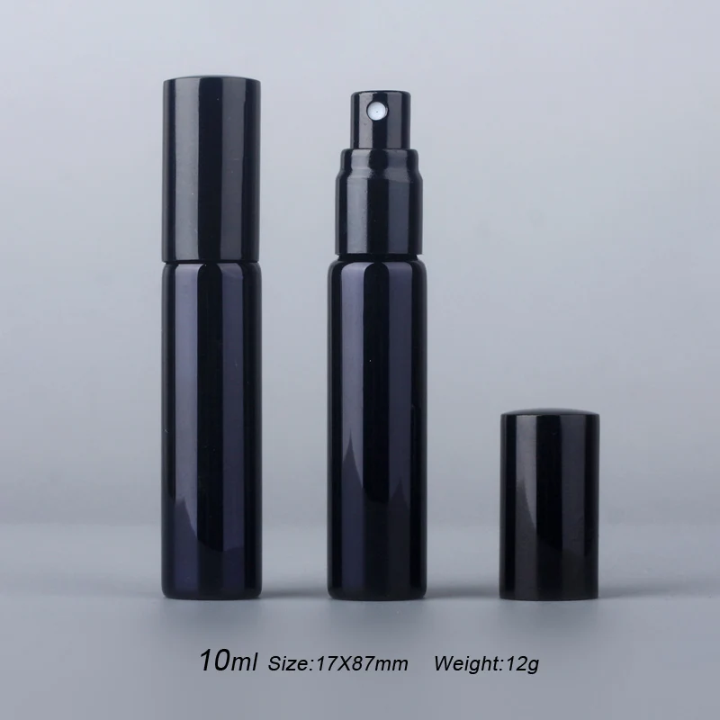 

50Pieces/Lot 10ML Portable UV Glass Refillable Perfume Bottle With Aluminum Atomizer Spray Bottles Sample Empty Containers