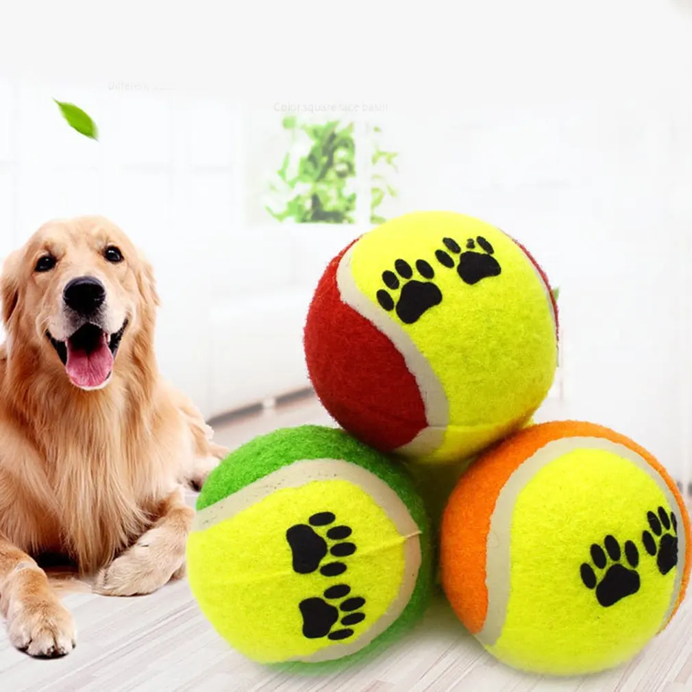 

Colorful Pet Dog Biting Molar Toy Interactive Chew Toys 6.5Cm Non-Stretch Footprint Tennis Neutral