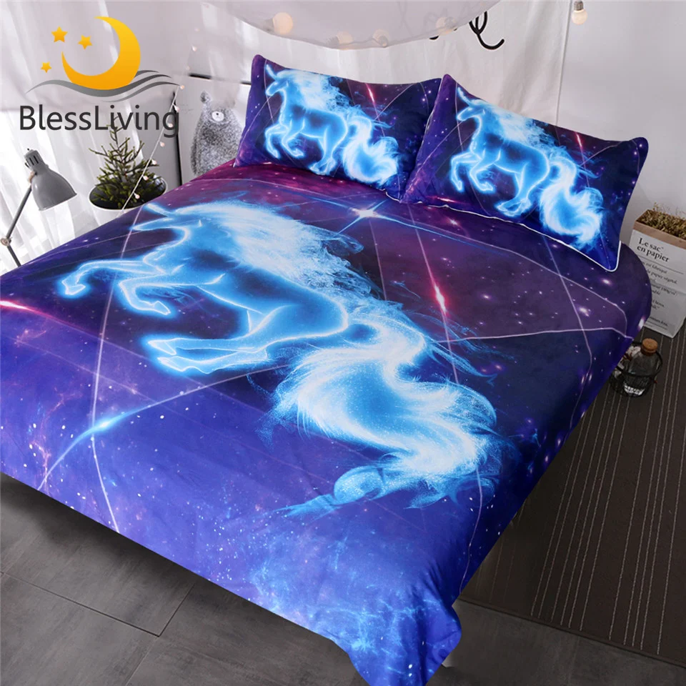 Blesslive Galaxy Синий Единорог постельные принадлежности для мальчиков и девочек