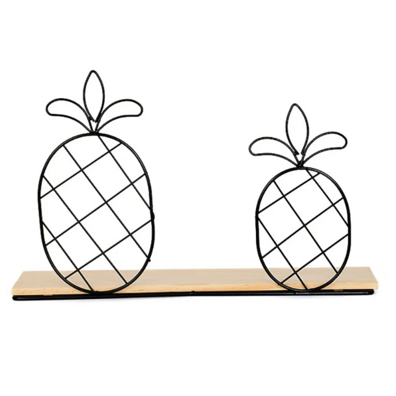 Novelty Pineapple Storage Shelf Concise Wood Storage Rack Wall Practical Home Hanging Rack - Цвет: Черный