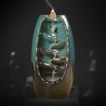 

Liplasting Fish Pond Shape Ceramic Incense Burner Holder Sandalwood Back Flow Censer Waterfall Smoke Home Decor Accessories