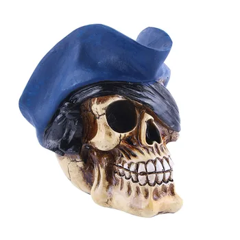 

Sailor Skull Head With Blue Cap Halloween Party Home Decoration Abstract Sculptures Skeleton Coffee Bar Skull Ornament