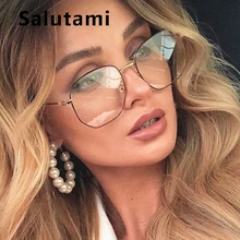 Сплав полигон квадратные полосы ноги прозрачные очки оправа для женщин бренд анти-синий светильник очки для мужчин прозрачные компьютерные оттенки