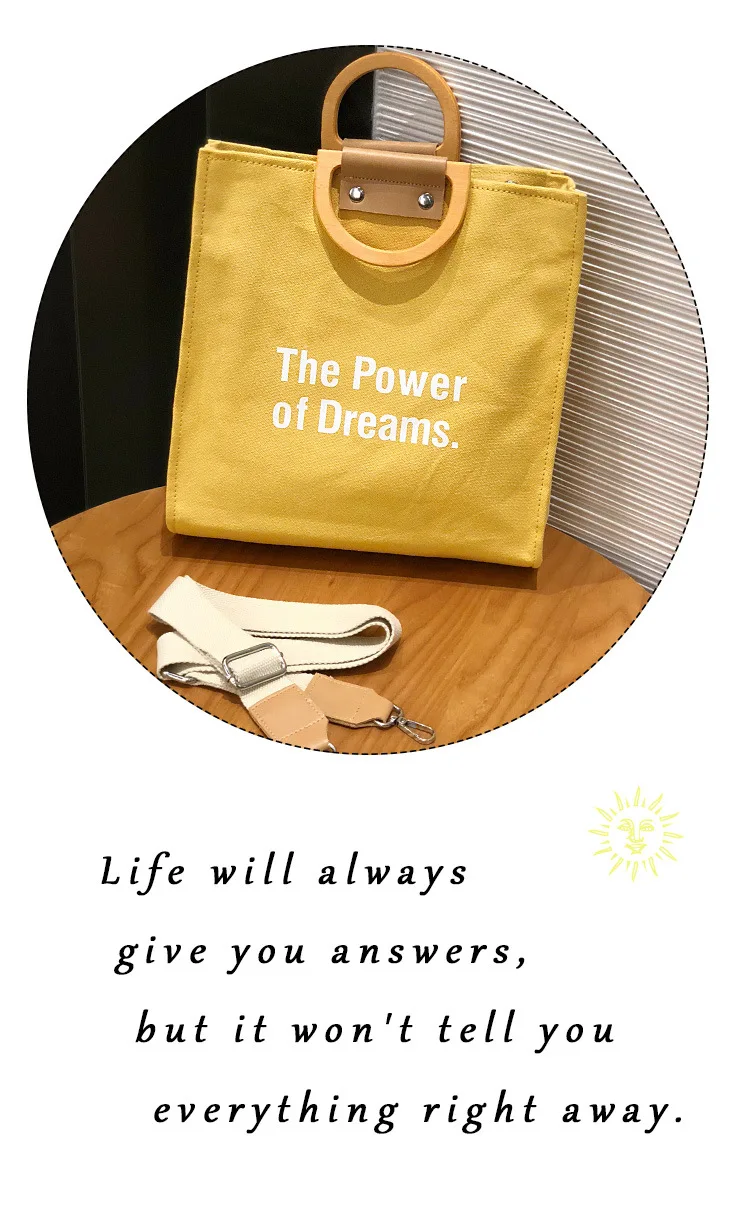 INS Literature And Art Shoulder Bag Lettered Single-shoulder Canvas Bag Women's New Style Canvas Bag Large Bag Handbag on B