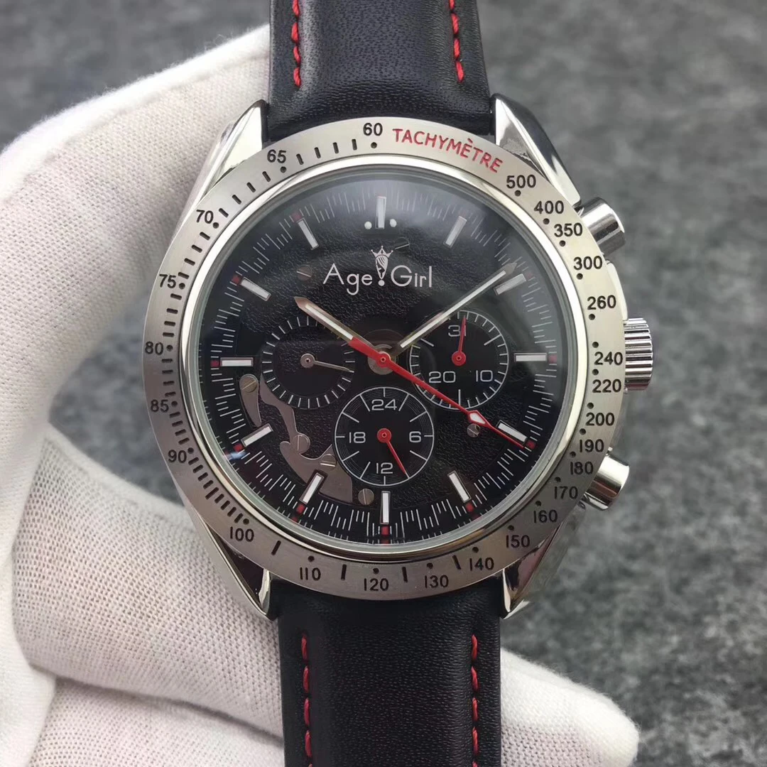 

Mens Watches Top Brand LuxuryAutomatic Mechanical Watches Silver Leather Canvas Luminous Red Blue Yellow Moon Watch Glass Back