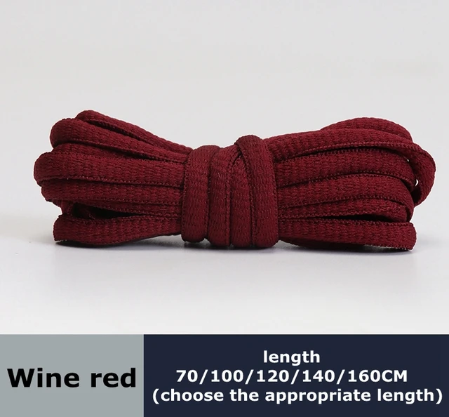Men's and women's sports shoelaces color flat semicircular shoelace Suitable for all shoes Round laces 23 colors 1 pair Wine Red