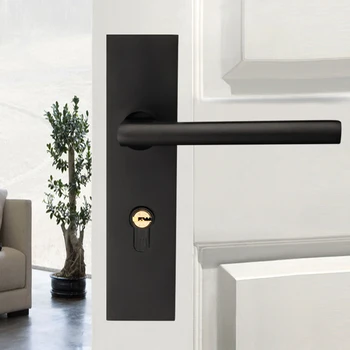 

Hardware Door Knobs Zinc Alloy Black Indoor Handle Lock Mute Anti-theft