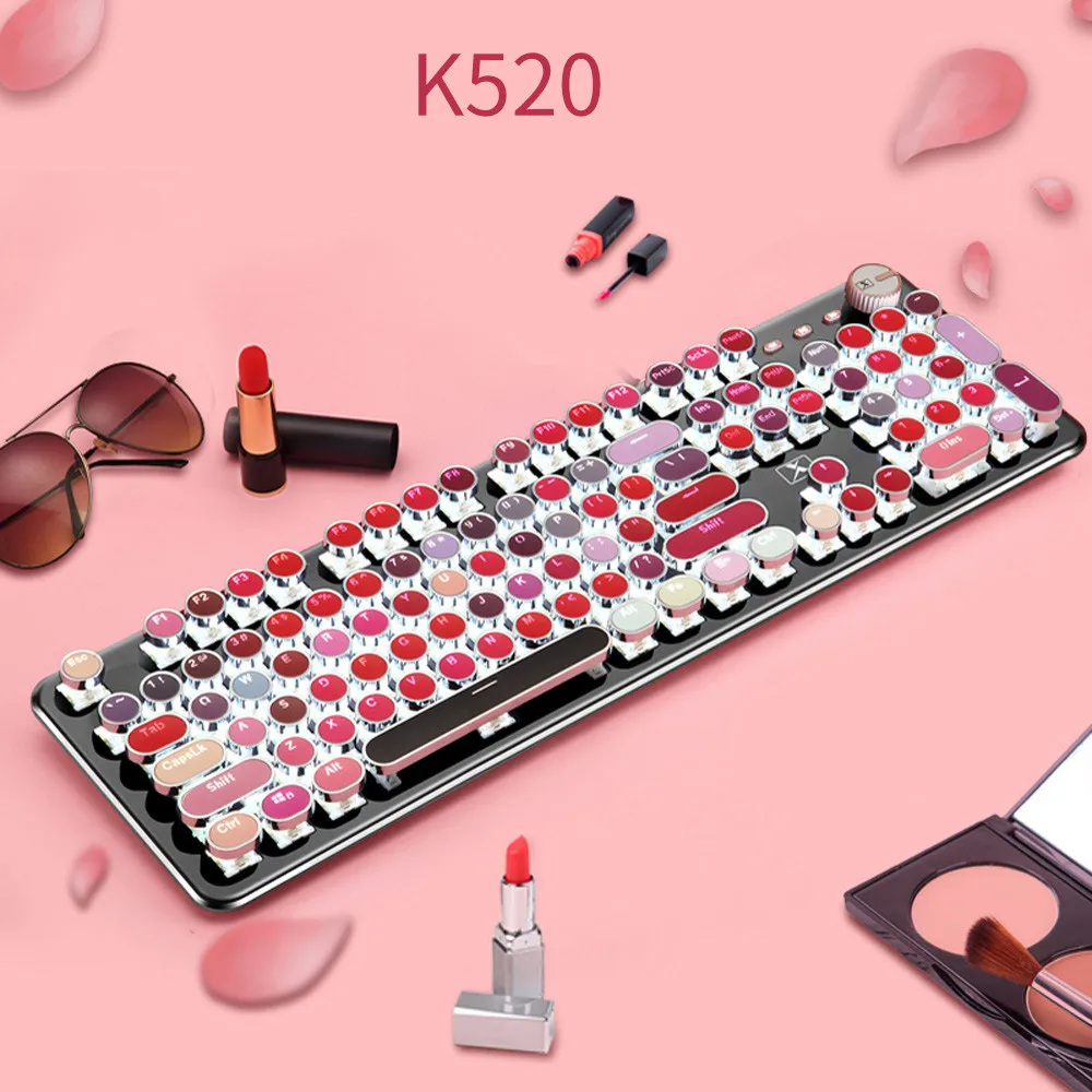 Wired 104 Keys Punk Usb Mechanical Metal Gamer Gaming Lipstick Keyboard Laptop