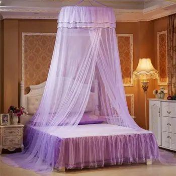 

49 Princess Hanging Round Lace Canopy Bed Netting Comfy Student Dome Mosquito Net for Crib Twin Full Queen Bed