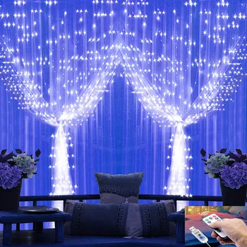 

3M300LED Curtain String Light Copper Wire Fairy Lamp Waterproof Music Voice Control Night Light Home Christmas Wedding Decor