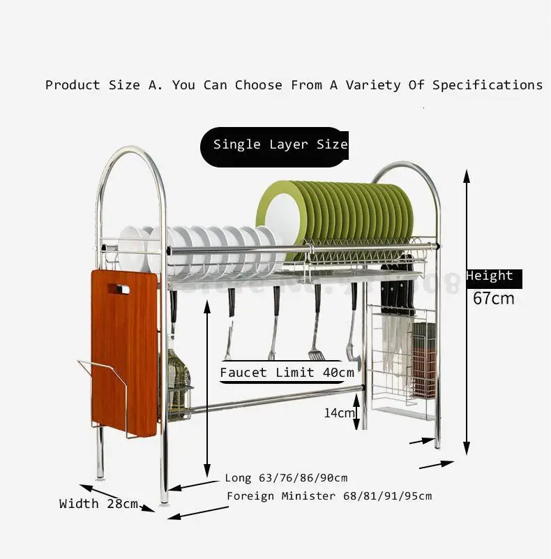 New! Large Size Kitchen Dish Drying Rack Multi-layers Tableware Organizer Dishes Holder Drain Rack Sink Sponge Organizer Rack
