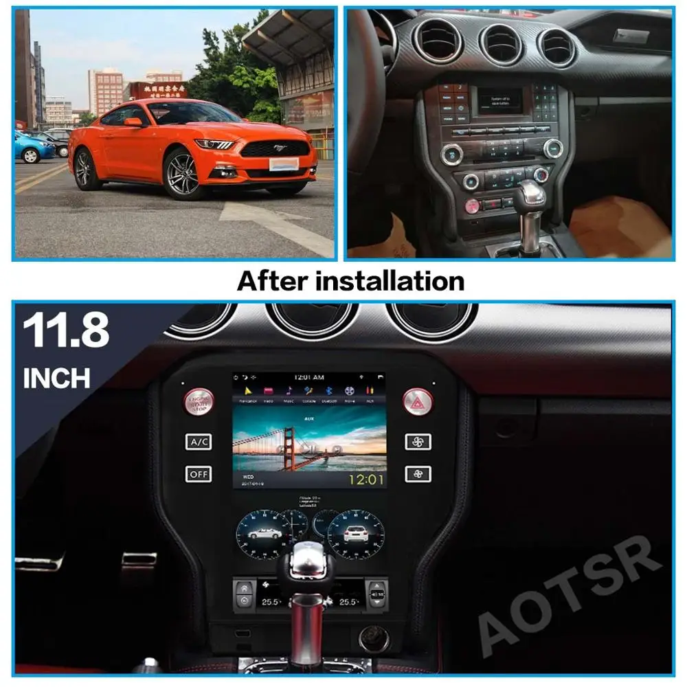 Автомагнитола AOTSR для Ford Mustang, мультимедийный плеер с экраном Тесла, GPS-навигацией, DSP, PX6, Android 9, 2014 - 2019 Автомагнитола AOTSR для Ford Mustang, мультимедийный плеер с экраном Тесла, GPS-навигацией, DSP, PX6, Android 9, 2014 - 2019