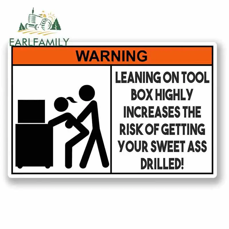 

EARLFAMILY 13cm x 13cm for Mechanic Sexy Warning Car Stickers RV VAN DIY Fine Decal JDM Vinyl Wrap Bumper Trunk Truck Graphics