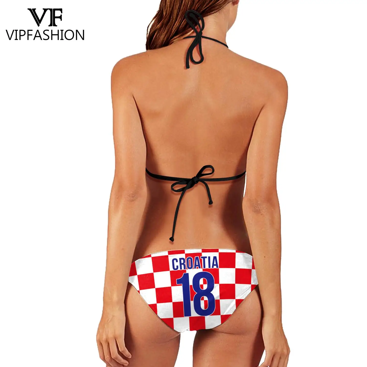 VIP FASHION Women Swimsuit Summer Bikini Set Push Up Female Beachwear Croatia Flag Printed Bikini Bathing Suit