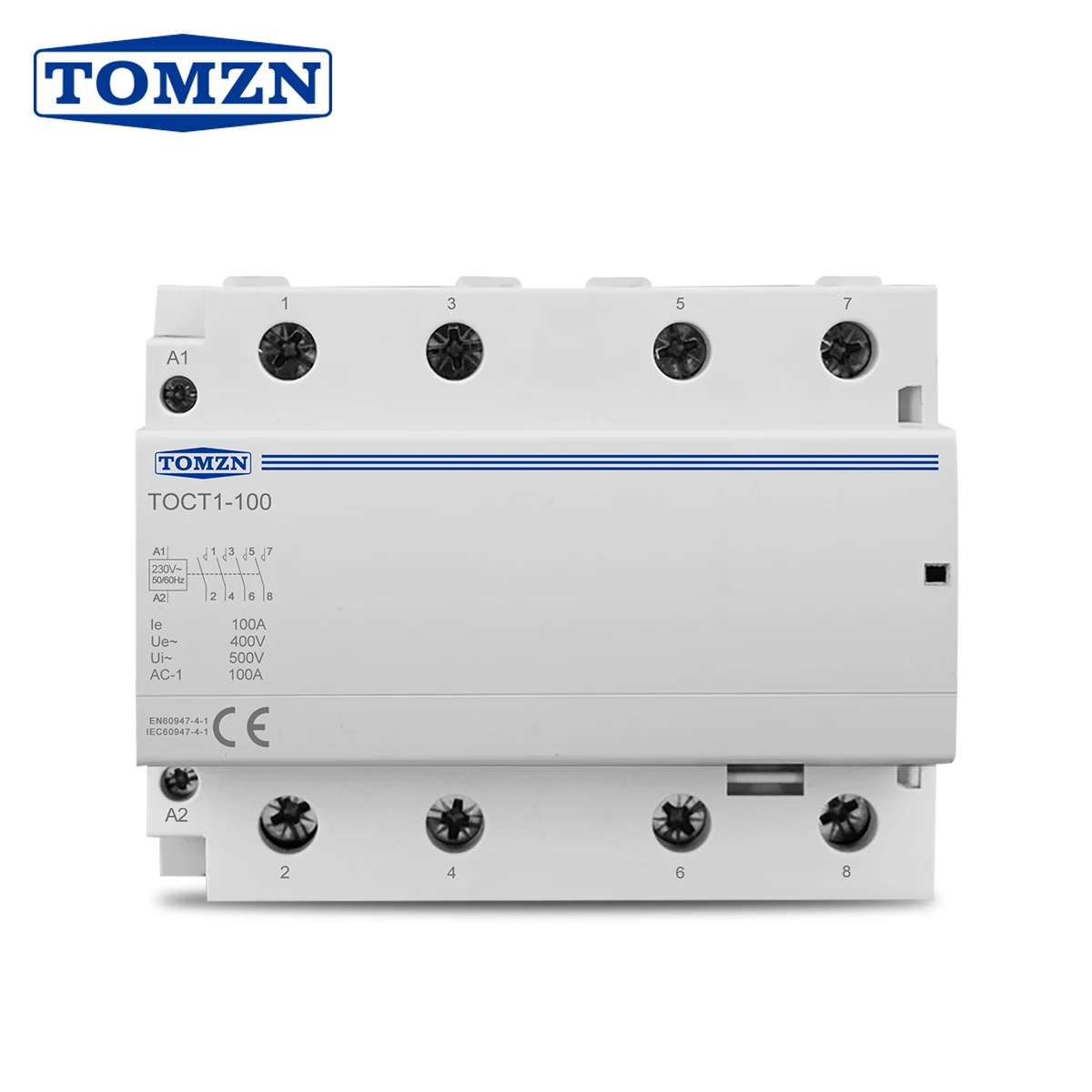 TOMZN TOCT1-100 4P 100A Бытовой Модульный Контактор Переменного Тока 4NO 400V 50/60HZ 4NO или 2NO 2NC 230V