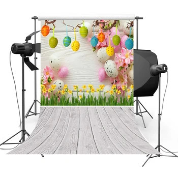 

Spring Easter Photography Backdrop Yellow Flowers Eggs Wood Floor Background Kids Adult Portraits Photo Backdrop Studio