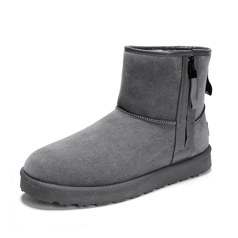 Super Warm Snow Zip Boots Men Luxury Brand Fashion Couple Unisex Winter Ankle Chelsea Boots Men Casual Shoes Lovers Bot PUTILER - Color: gray boots