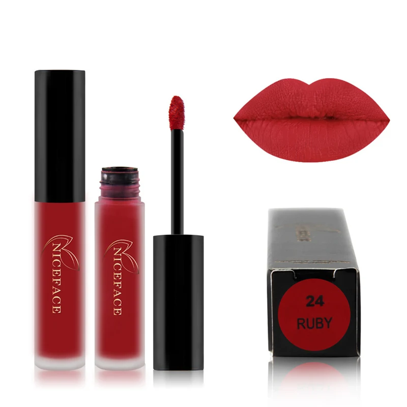24 color liquid matte lipstick lasting makeup lip red matte nude color cosmetic waterproof matte lipstick - Цвет: 24