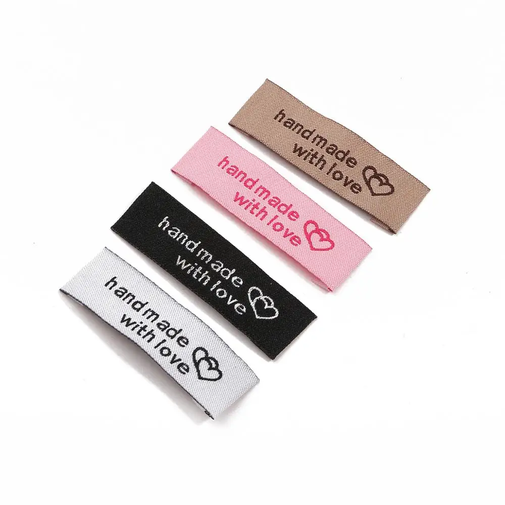 Multi Color Handmade Tags Woven Printed Labels 50X15mm 20pcs Clothes Garment Label DIY Tags ...